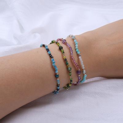 China New FASHIONABLE Faceted Natural Amethyst Amazonite Garnet Stone Beads Gold Plated Bracelet Jewelry For Women for sale