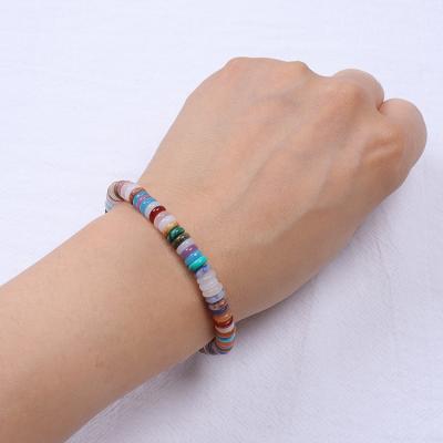 China TRENDY Roundel Beads Fashion Bangle Color Changing Gemstone Bracelet With Elastic String For Women Gift for sale