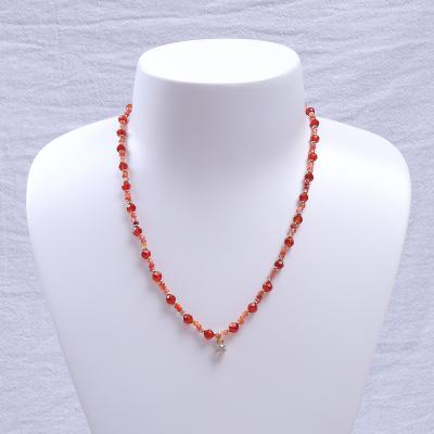 China FASHIONABLE Faceted Carnelian Stone Beads Charm Luxury Beads Jewelry Set of 18k Gold Plated Bracelet and Necklace for Women for sale