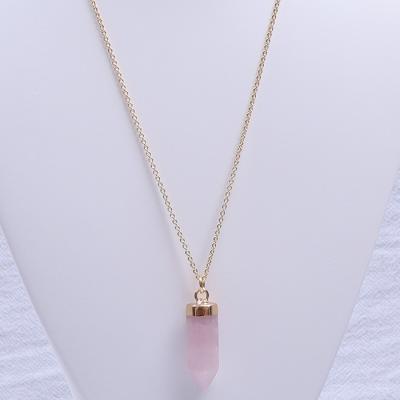 China FASHIONABLE Natural Gold Plated Crystal Quartz 18k Rose Gold Stone Healing Circle Earring and Necklace Chain Set For Women for sale