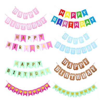 China Birthday Party Decoration Happy Birthday Banner Party Decoration Small Flag Letter Fishtail Colorful Banner for sale