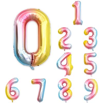 China Party Decoration 40 Inch 16inch 32inch Birthday Party Decoration Foil Balloon Number 0-9 Rainbow Balloon for sale