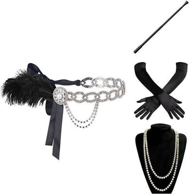 China Other Flapper Accessories 1920s Gatsby Accessories For Women Flapper Headbands G Necklace Loves Cigarette Holder Black for sale