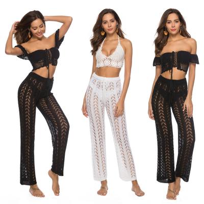 China Amazon Wholesale Bestselling Breathable Crochet Women's Hollow Outlet Net Beach Pants Sexy Swimsuit Cover Up Pants for sale