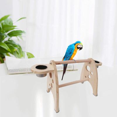 China Wholesale Anti Bite Bird Bowl Shelf Storage Food Rack Luxury Wood for sale