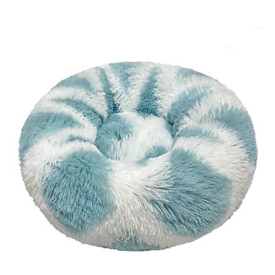 China Multiple Stocked Colors Comfortable Soft Fluffy Anti-skid Donut Dog Fluffy Faux Fur Plush Deep Sleep Pet Bed for sale