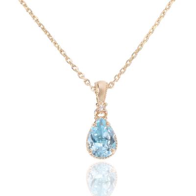 China CLASSIC Natural Blue Topaz Jewelry Water Droplets 1.4cm*0.6cm Water Teardrop Series Tasty New Arrival Gemstone Necklace for sale