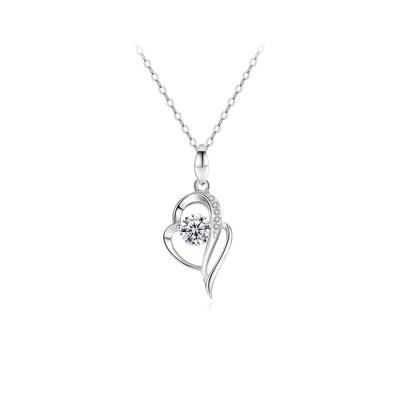 China Custom moissanite 925 sterling silver heart shaped women's necklace VVS1 diamond pendants pendants high quality TRENDY for sale