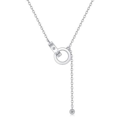 China FASHIONABLE Unique Design 0.17 CT Bezel Setting Necklace 925 Sterling Silver Women's Necklaces Moissanite for sale