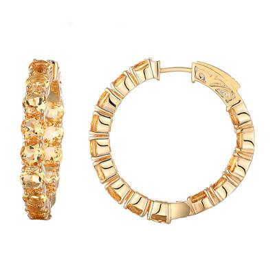 China Wholesale Fantasy Fashion Jewelry Women Huggies Earring Gold Plated 925 Silver Citrine Circle Earrings for sale