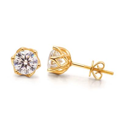 China FASHIONABLE hot exquisite 14K 18K gold 0.5ct 1ct earrings jewelry 14k moissanite women flower stud earrings for sale