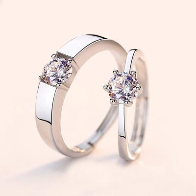 China CLASSIC S925 Silver Moissanite Couple Ring Pairs Ring Love Never Ends Wedding Moissanite 925 Sterling Silver Diamond Ring for sale