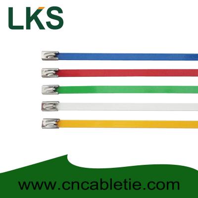 China 4.6*200mm 201,304,316 grade epoxy polyester coated ss cable ties for sale