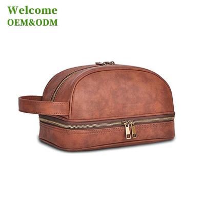 China Customized 2018 new fashionable vintage CHILD travel toiletry bag fashionable leather men's bag for sale