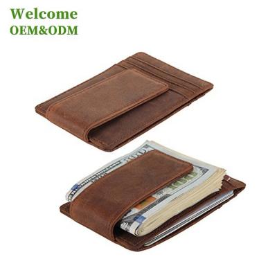 China Custom RFID Pocket Leather Slim Men's Card Holder Wallet for sale