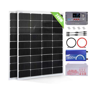 China Home 240W outdoor power system Half Cut Mono with 30A Solar Charge Controller  + Inverter + Battery  for Camping RV Home for sale