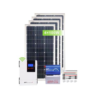 China Home Customized solar power system with batteries 400W mono solar panel with MPPT wifi controller inverter for for sale