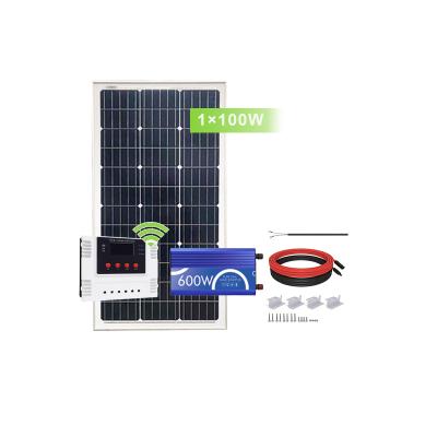 China Home DIY solar energy system wholesale 100W mono solar panel with PWM wifi controller + inverter for Home for sale