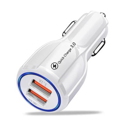 China OEM 3.1A Dual USB Car Charger 2 Qualcomm Phone Mobile Phone Fast Charging 3.0 Fast Left Car Charger for sale