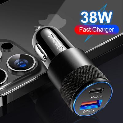 China Dual 38W Mobile Phone Palladium Car Accessories QC 3.0 Usb Port Usb Car Charger Charging Adapter For iPhone Xiaomi Mobile Phone Charging for sale