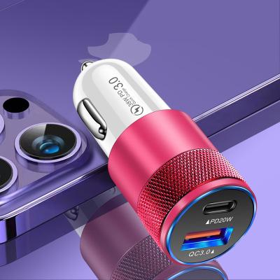 China Mobile Phone USB Car Charger Palladium Type C 38W Fast Charging Phone Charger Adapter QC3.0 For iPhone 13 Aluminum Alloy USB C Charger for sale