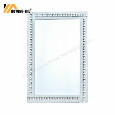 China Courtyard Diamond Silver Mirror Decorative Wall Glass Mirror For Bathroom Living Room for sale