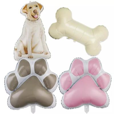 China Wholesal New Big dog paw balloon cute dog cartoon aluminum foil balloon dog bone balloon for pet birthday party for sale