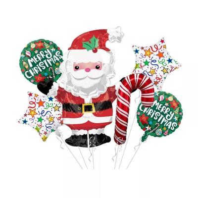 China Wholesal New Christmas Candy Cane Balloon Aluminum Foil Balloon Santa Claus Balloon Set For Decoration Supplies for sale