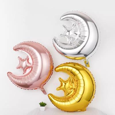 China Muslim Eid Al-Fitr Hari Raya Ramadan Moon Star Aluminum Foil Balloon Gift Toy 24Inch for sale