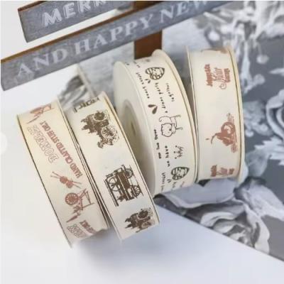 China Single Face RPET Recycled Cotton Ribbon 100% Cotton 10mm-100mm Custom Printed Silk Screen Crafts Gifts for sale