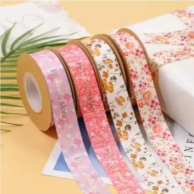 China Polyester Geschenkverpackungsband Custom Print Satinband für umweltfreundliche Blumenstrauß zu verkaufen