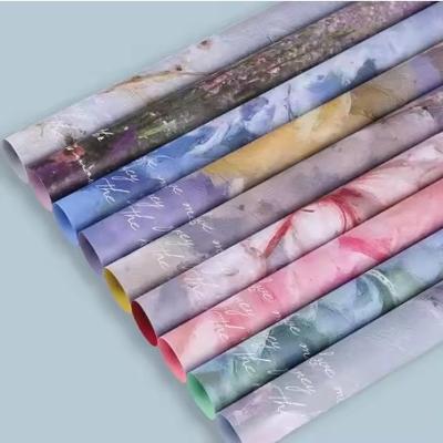 China 50g Hot Waterproof Designer Wrapping Paper for Flowers Green Floral Flower Painting for sale