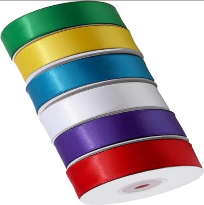 China Wholesale Factory Liston Satin Ribbon Roll Solid Color Decorative Polyester Ribbon Tapes for Gift Wrap for sale