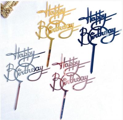 China Creatieve Acryl Verticale Gelukkige Verjaardagscake Topper Happy Birthday Cupcake Toppers Te koop