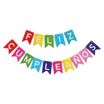 China Druck-Feliz Cumpleanos Party Decoration Items Garland Fishtail Swallow Tailed Flag zu verkaufen