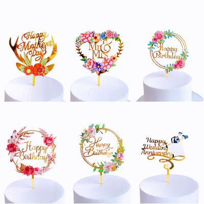 Cina Garland Happy Birthday Acrylic Cake Topper Decorations W12.5cm in vendita