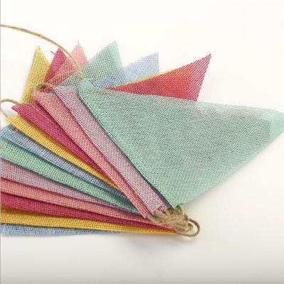 중국 Classic Linen Burlap Bunting Flags Party Decoration Items Colorful 판매용