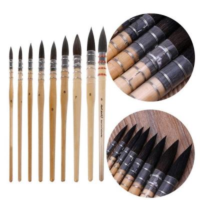 Chine Brosses en bambou acryliques d'aquarelle de peinture à l'huile du pinceau de cheveux d'écureuil 8pcs à vendre