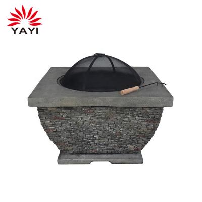 China Outdoor MgO Backyard Mesh Fire Pit Table Fire Stone Wood Burning Pit Garden Grill Fire Pit for sale