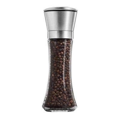 China Sustainable 304 Stainless Steel Glass Manual Salt and Black Pepper Grinder for sale