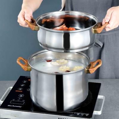 China 2 Layers Sustainable With Bakelite Handle Induction Stainless Steel Couscous Steamer Pot for sale