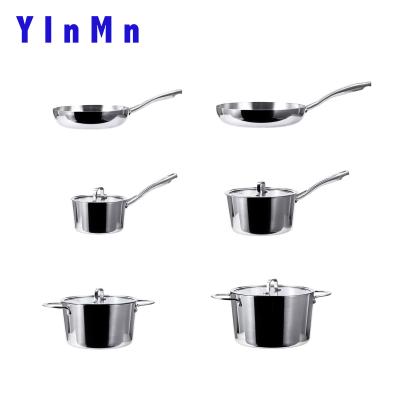 China Serrated design 10 pcs treble design s.s 304 high quality elegance stainless steel kitchen cookware set for sale