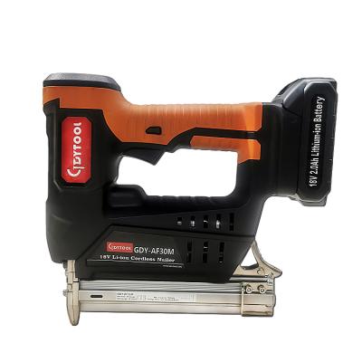 China New Arrival 18V Cordless Furniture Li-ion Battery Cordless Brad Nailer 18 GA Nail Gun GDY-AF30M for sale