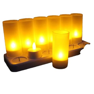 China Birthday Plastic 12pcs /set Refill Tealight LED Flameless Tealight With Stand for sale