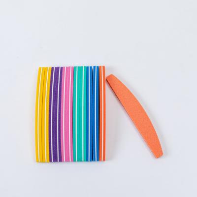 China Custom File 100/180 Grit Sponge Nail Files Professional Logo Moon Sponge File Half Nail Care for sale