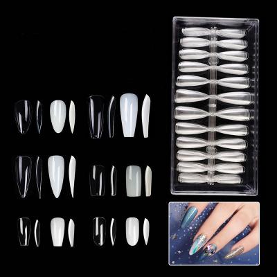 China Wholesale French Ballet Seamless Short Oval Drop Nails Almond False Nails for sale