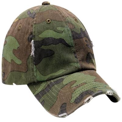 China breathable & Waterproof Custom 100% Cotton Twill Camouflage 6 Panel Distressed Baseball Cap Dad Hat With Washed Out for sale