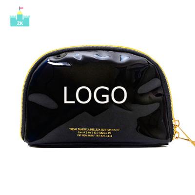 China Fashionable High Quality Waterproof Luxury Leather Cosmetic Bag Small Black PU Leather Zipper Custom Makeup Bag for sale