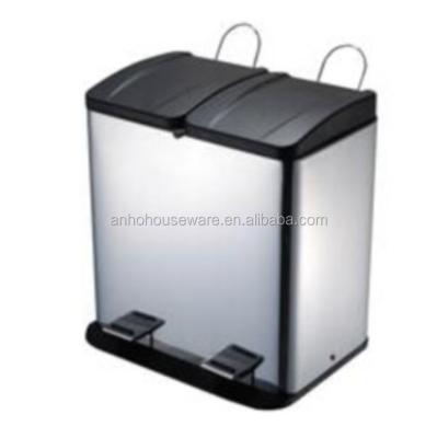 China 60L 2 Compartment Stainless Steel Sustainable Recycle Bin / Pedal Wash Bin / Garabage Bin for sale