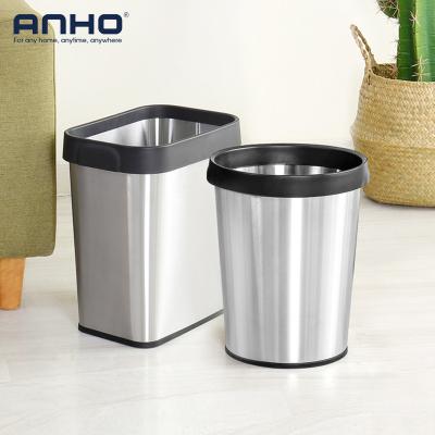 China Viable Wholesale Garbage Bin Manufacturers Iron Metal Waste Commercial Household Office Trash Can Without Cover for sale